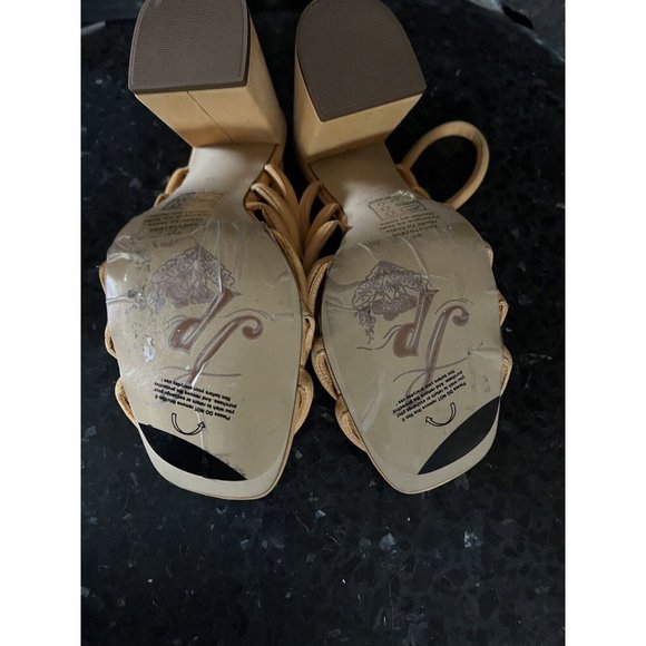 Free People Womens Colette Cinched Sandals Heel Orange Leather 37 / 7 US - Picture 10 of 16